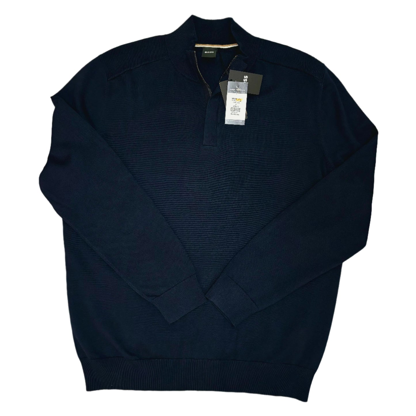 BOSS BLACK 1/4 ZIP KNITTED SWEATSHIRT