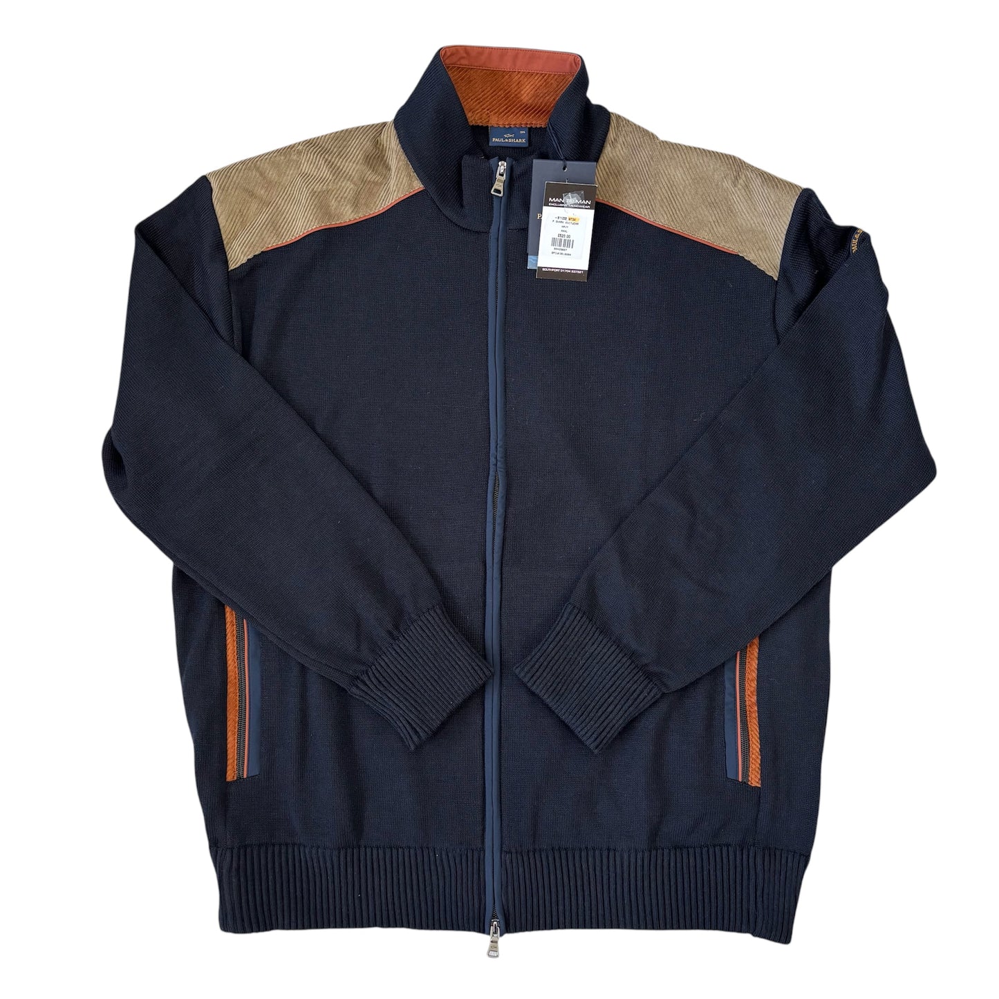 BIG & TALL PAUL & SHARK FULL ZIP KNITTED SWEATSHIRT