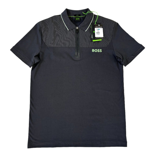 BOSS GREEN SLIM FIT 1/4 ZIP POLO SHIRT
