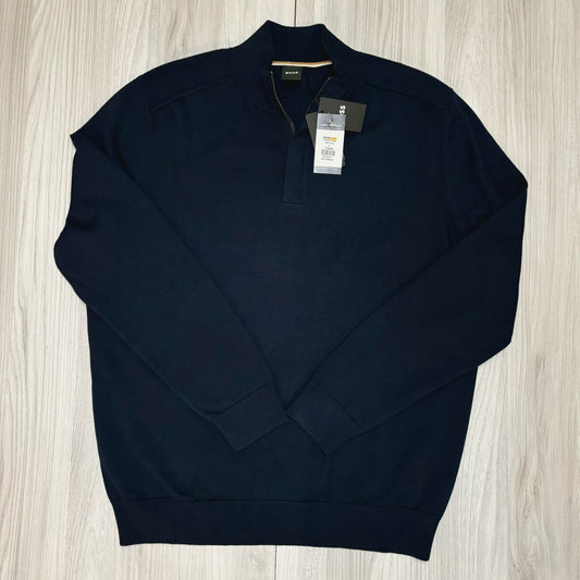 BOSS BLACK 1/4 ZIP KNITTED SWEATSHIRT