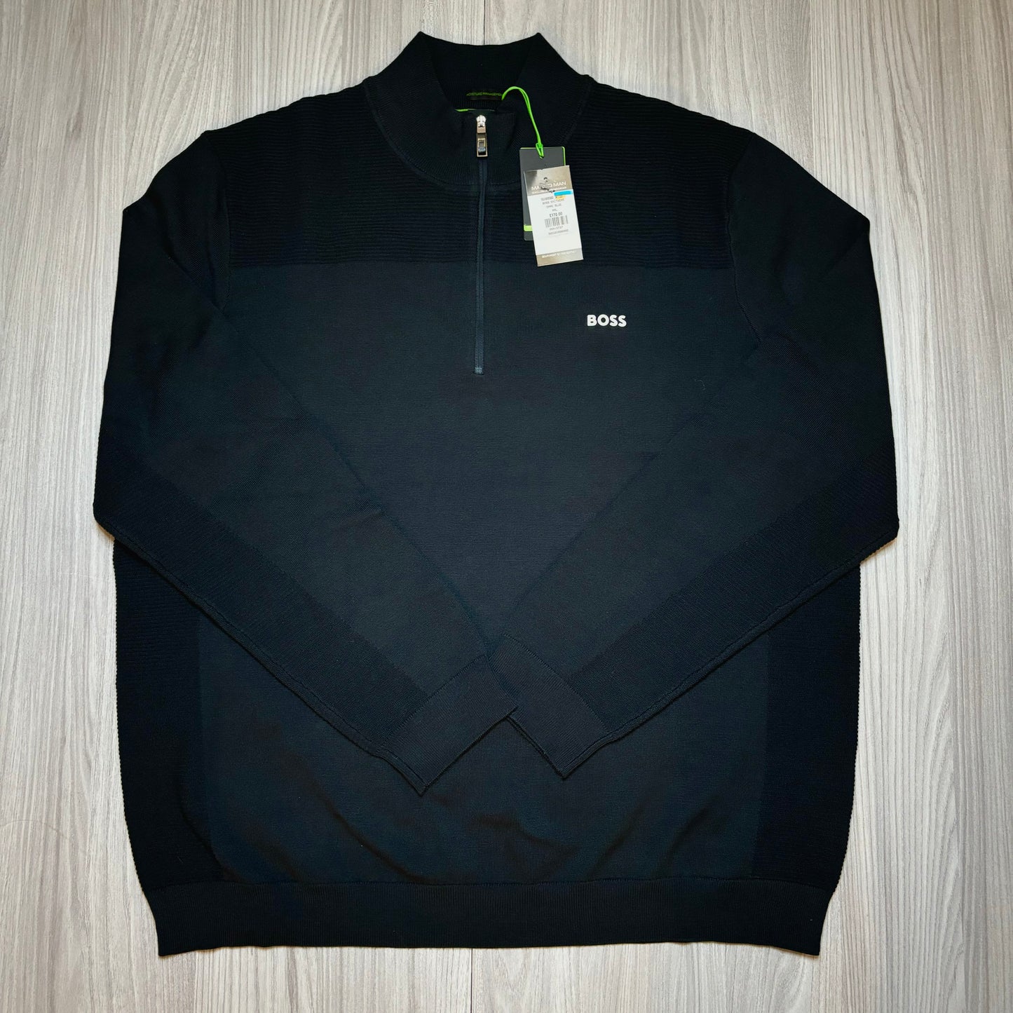 BOSS GREEN 1/4 ZIP KNITTED SWEATSHIRT