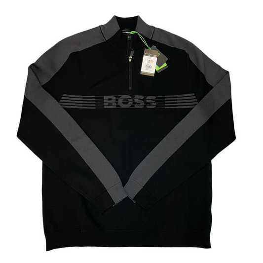 BOSS GREEN 1/4 ZIP KNITTED SWEATSHIRT