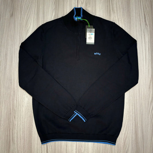 BOSS GREEN 1/4 ZIP KNITTED SWEATSHIRT