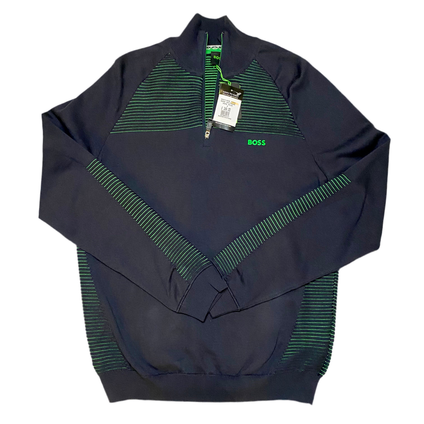 BOSS GREEN 1/4 ZIP KNITTED SWEATSHIRT