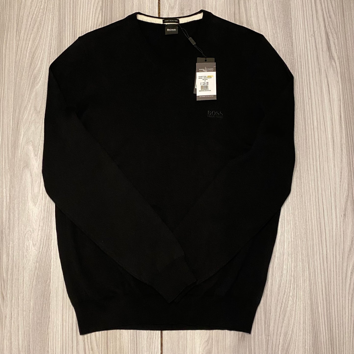 BOSS BLACK V-NECK KNITTED SWEATSHIRT