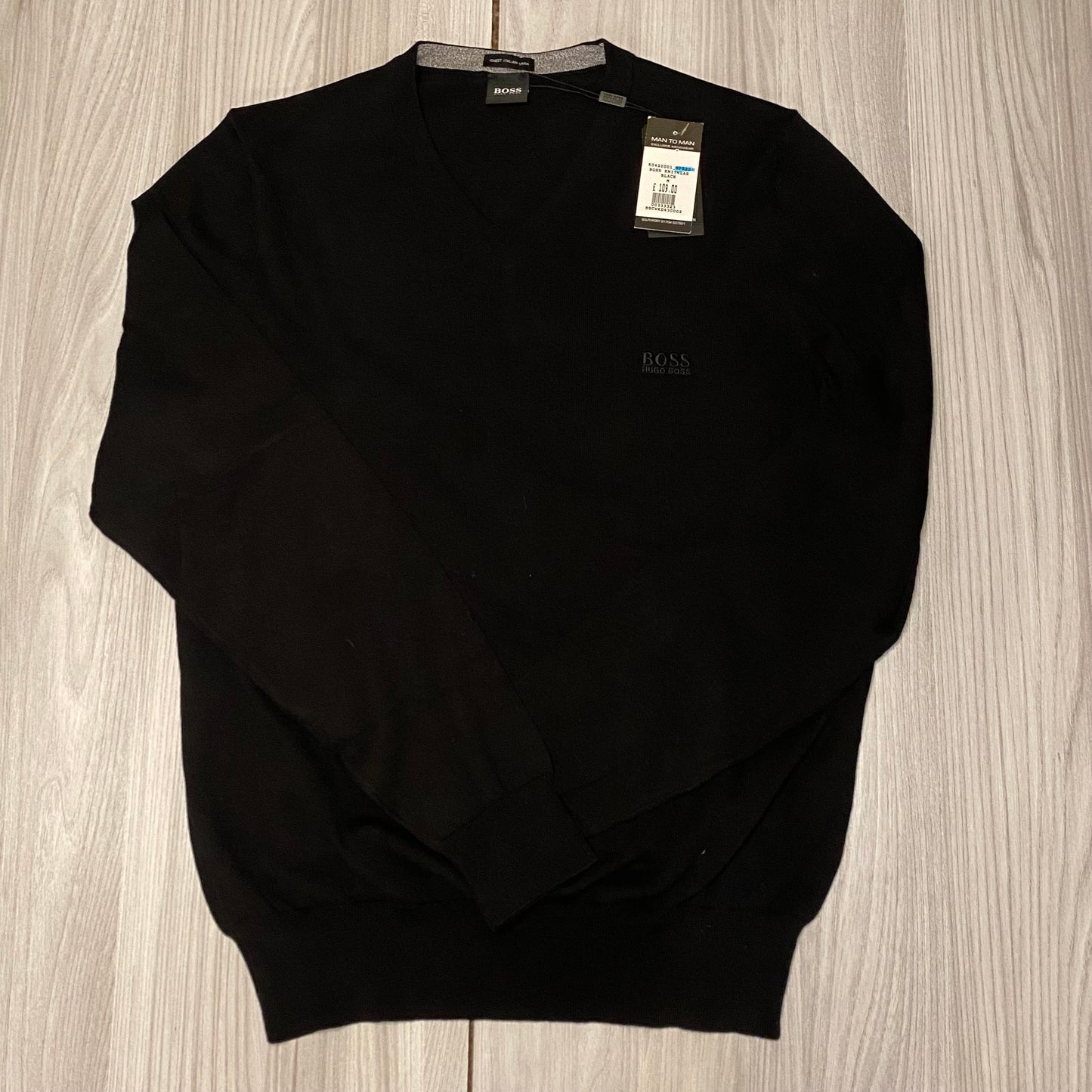 BOSS BLACK V-NECK KNITTED SWEATSHIRT