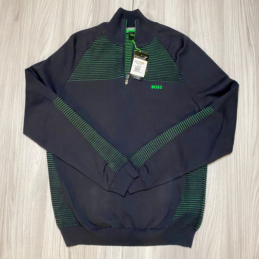 BOSS GREEN 1/4 ZIP KNITTED SWEATSHIRT