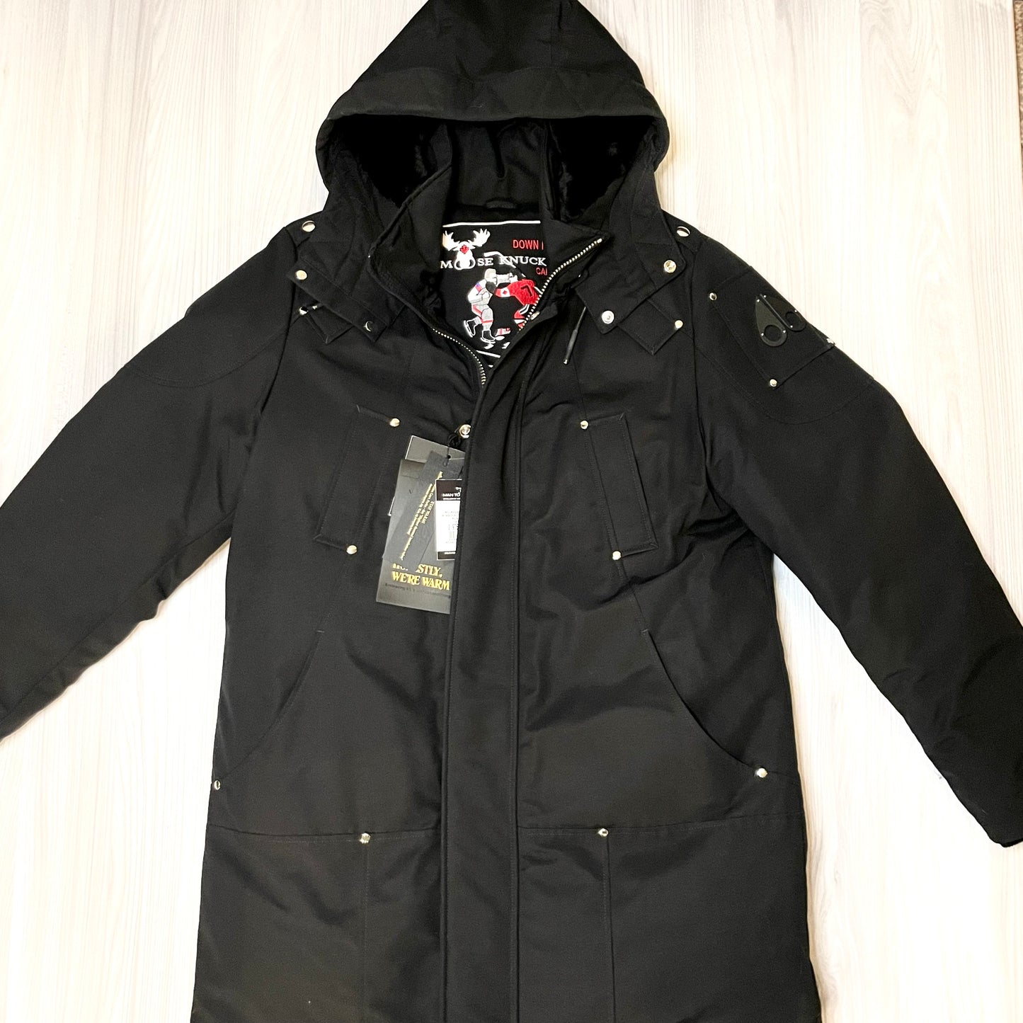 MOOSE KNUCKLES PARKER COAT (GUN METAL ICONIC LOGO)