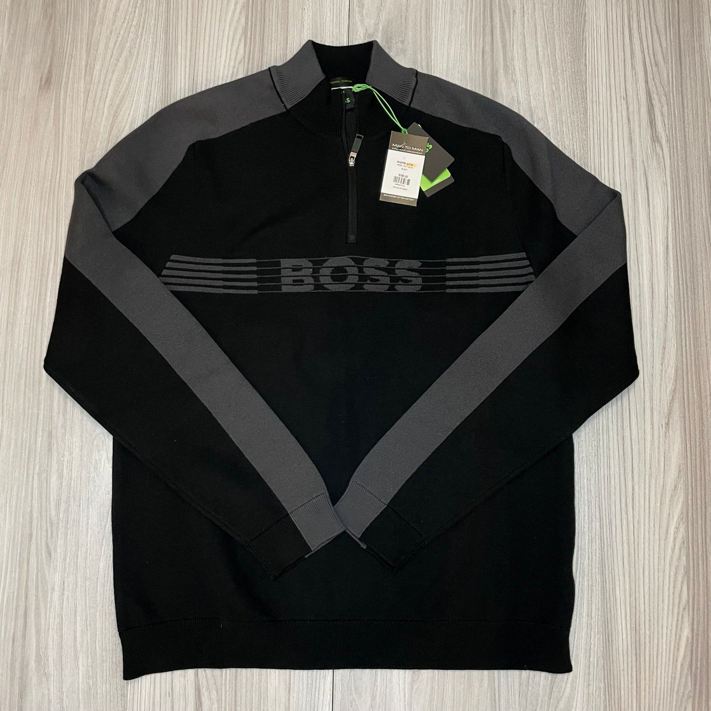 BOSS GREEN 1/4 ZIP KNITTED SWEATSHIRT